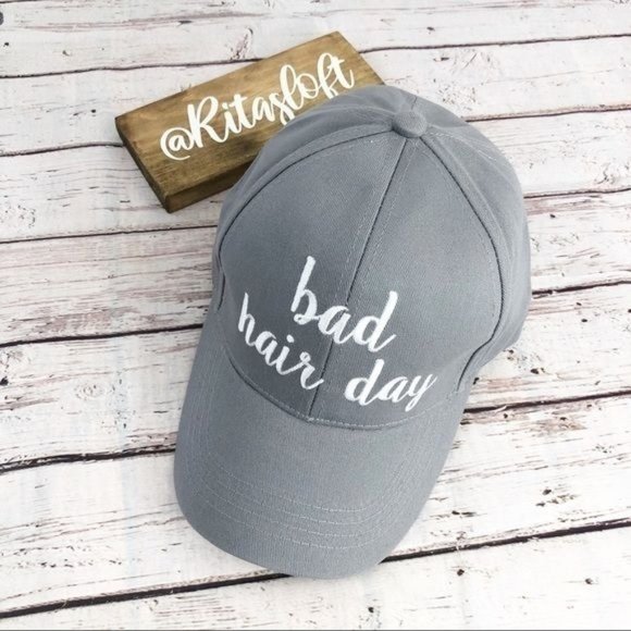 "BAD HAIR DAY" - Embroidered Adjustable Ball Cap - Picture 1 of 6